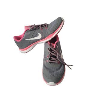 NIKE womens Sz 8.5 gray pink  flex trainer running shoes